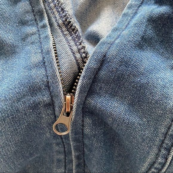 Vintage Baccini zipper front jean jacket L blue - Picture 5 of 8
